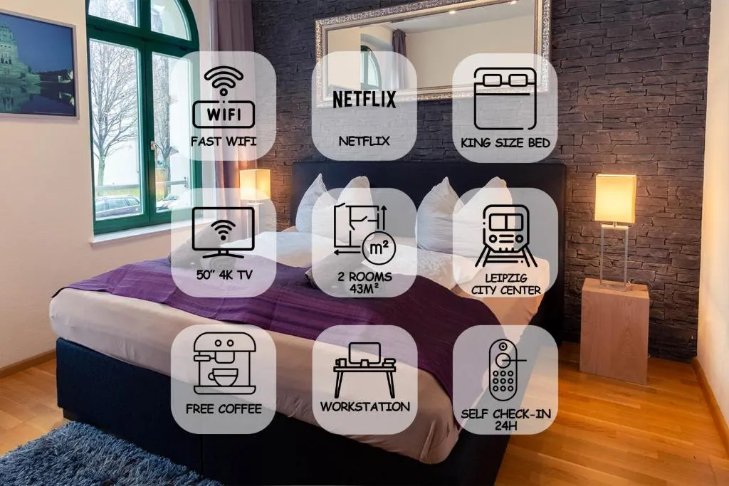 Image of feelgoodflats DESIGN Apartment in city center, central station close with Netflix und workplace